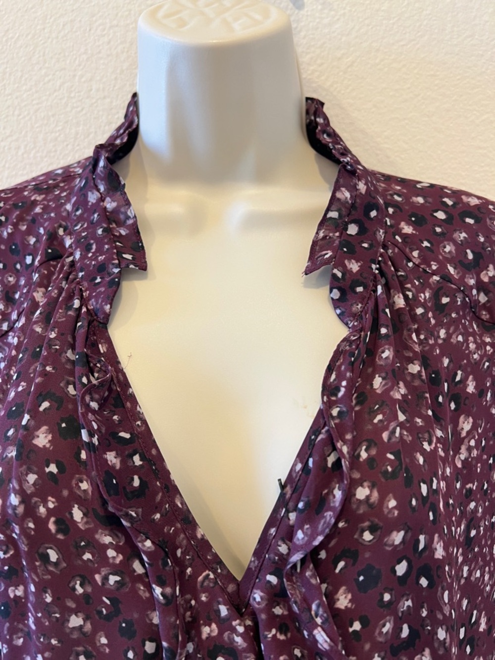Parker Plum Floral Ruffle V-Neck Blouse - Picture 3 of 6